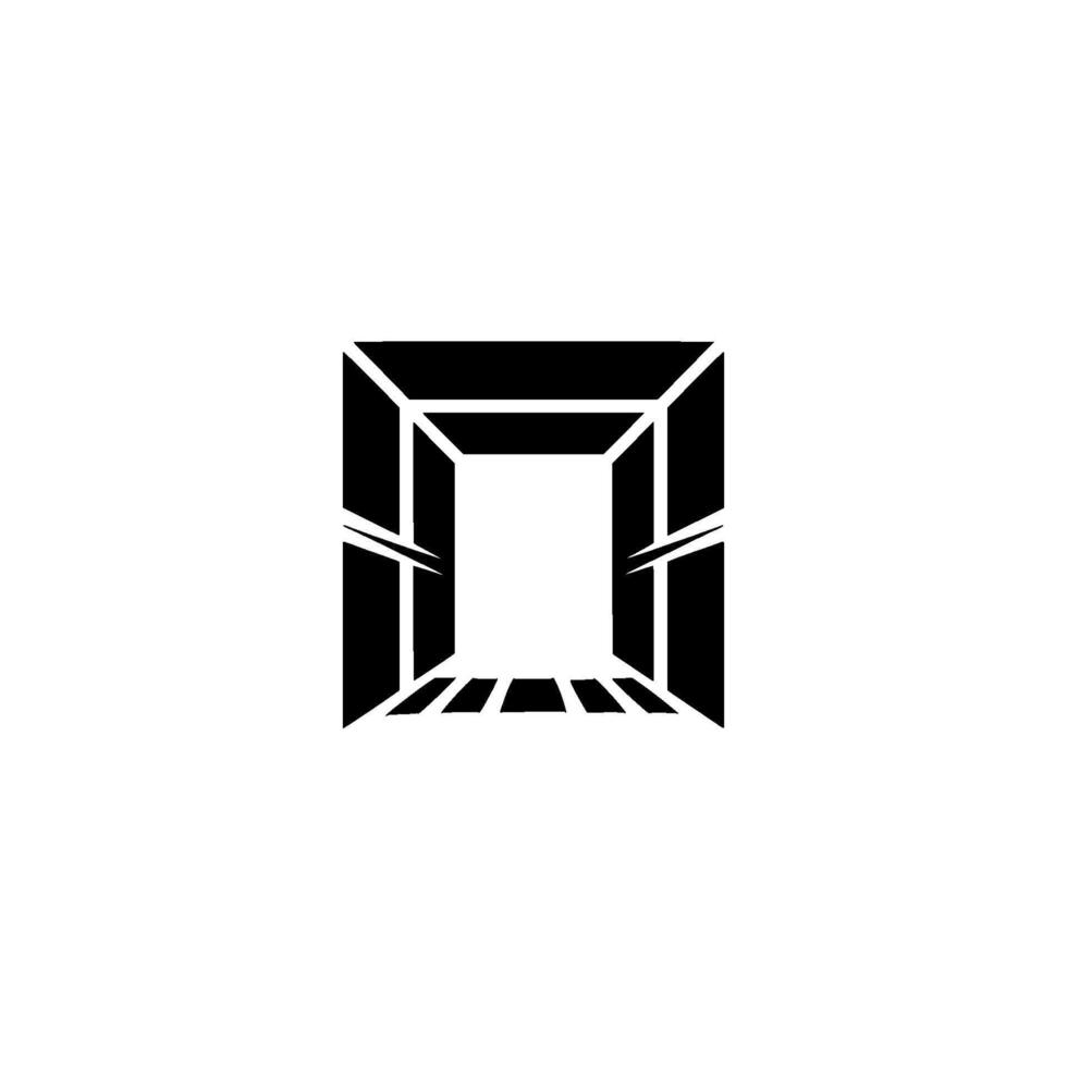 Abstract Tunnel Perspective Illustration, Black White Geometric vector