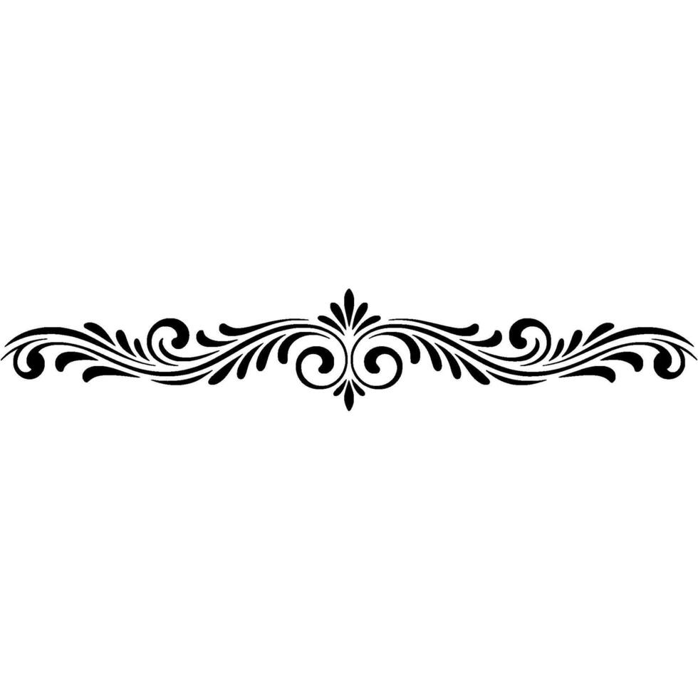 Elegant Black Floral Scroll Border on White Background, Decorative Element vector