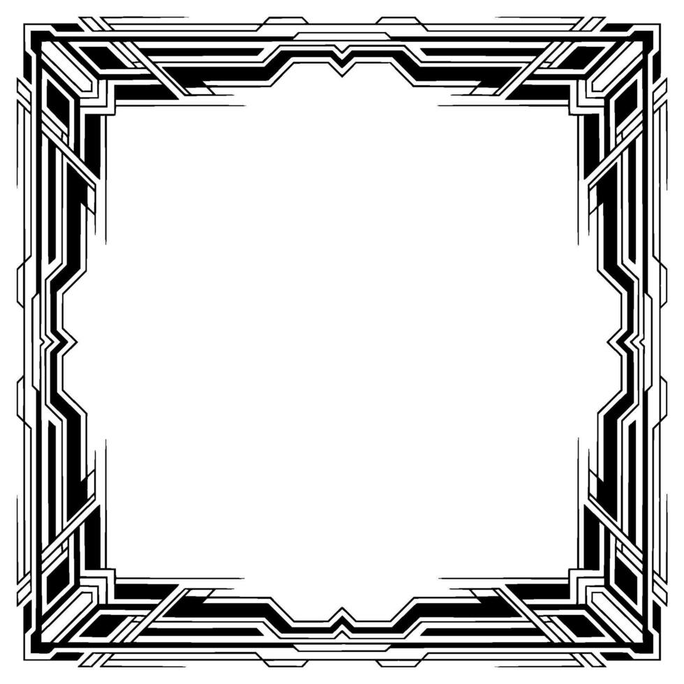 Elegant Deco Frame, Black and White, Geometric Border, Empty Center vector
