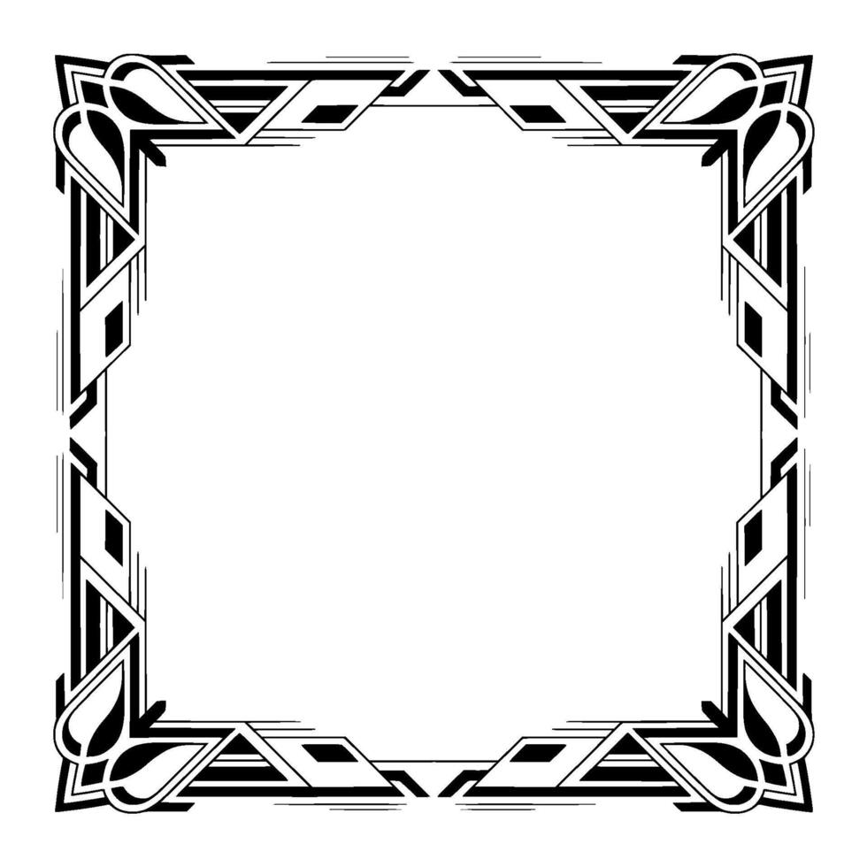 Art Deco Frame, Black and White Geometric Border, Elegant Element vector