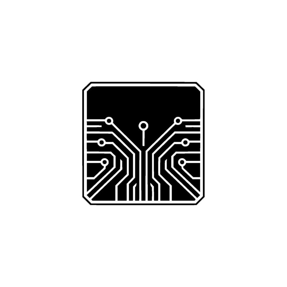 Minimalist Circuit Board Black White Technology vector