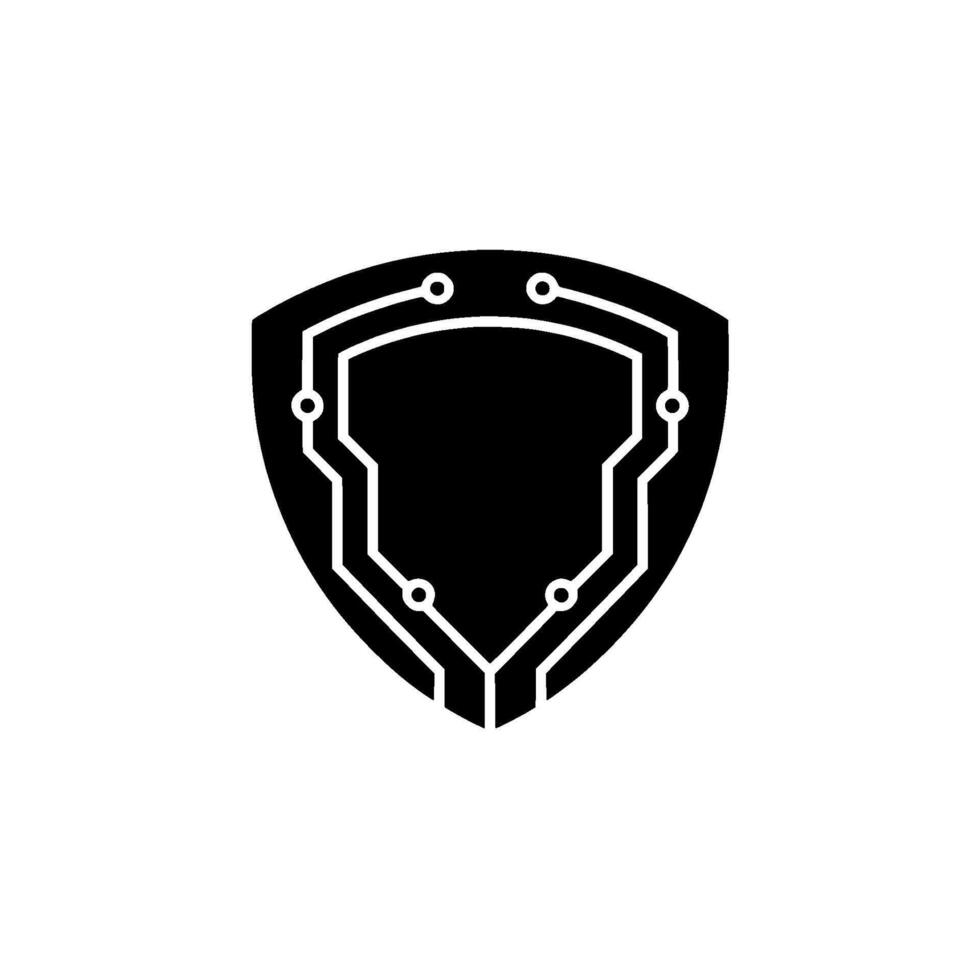 Cyber Security Shield Black and White Digital Circuitry vector