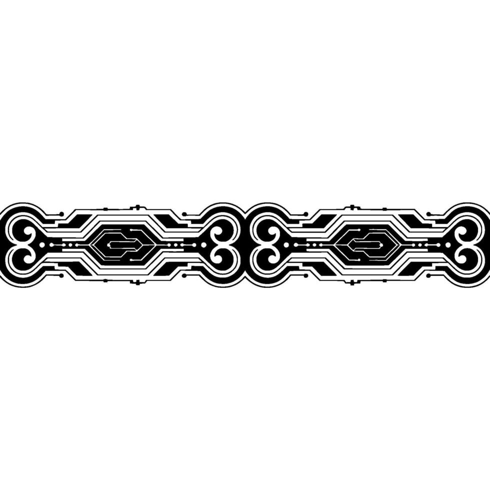 Black and White Circuit Board Border With Ornate Technology vector