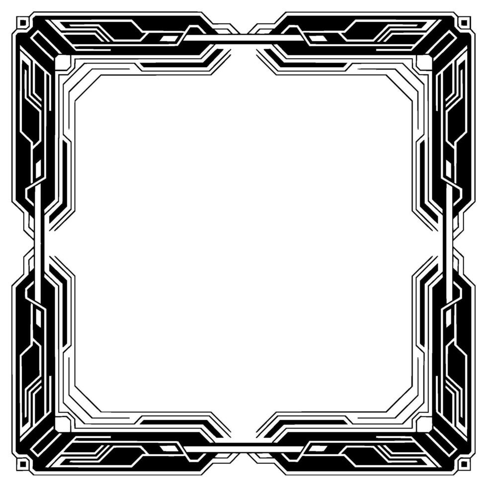 Futuristic Tech Frame Black White Border for vector
