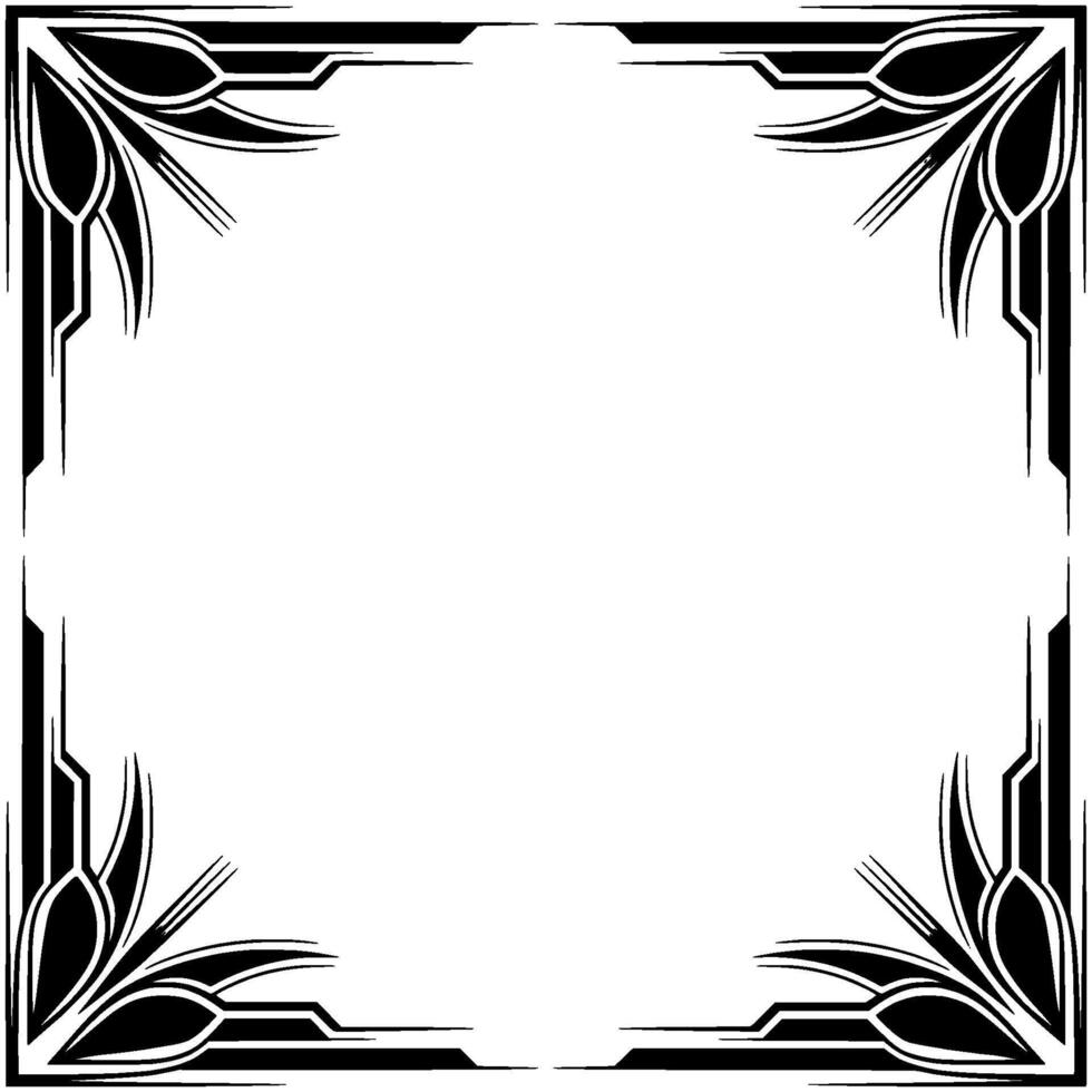 Art Deco Frame Border With Abstract Floral Corner Designs vector