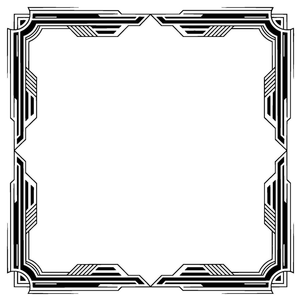 Art Deco Frame Geometric Border in Black and White, vector