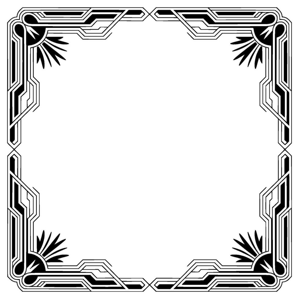Art Deco Frame, Geometric , Black and White, Elegant Border vector