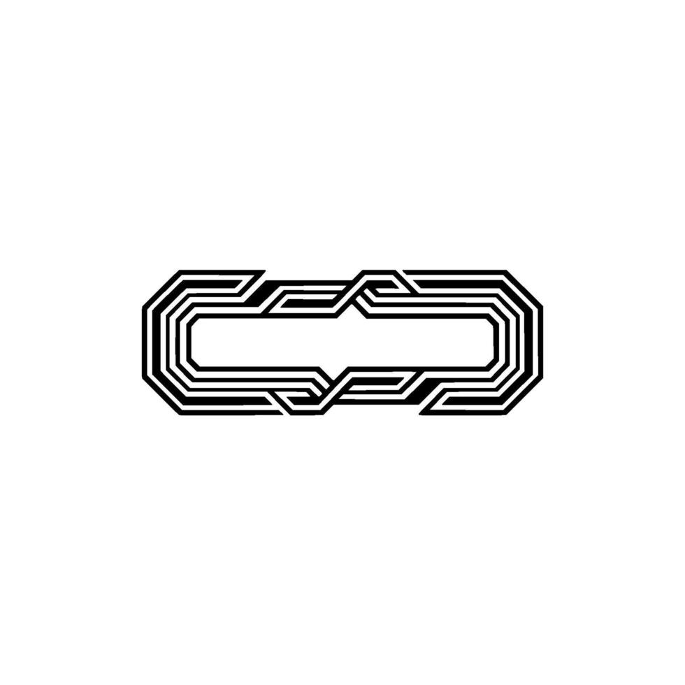 Geometric Abstract Intertwined Black Lines on White vector