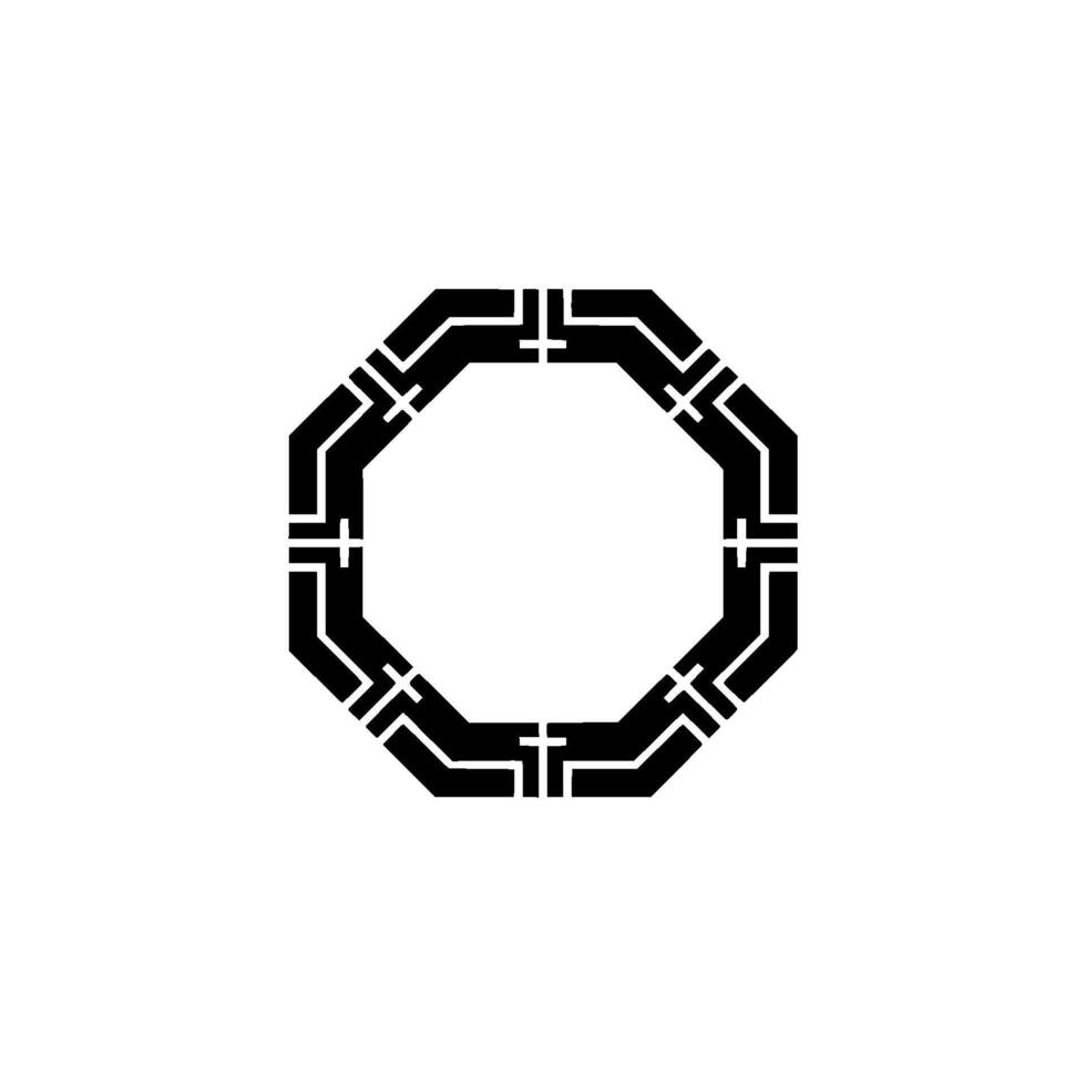 Geometric Octagon Frame in Black and White, Modern Element vector