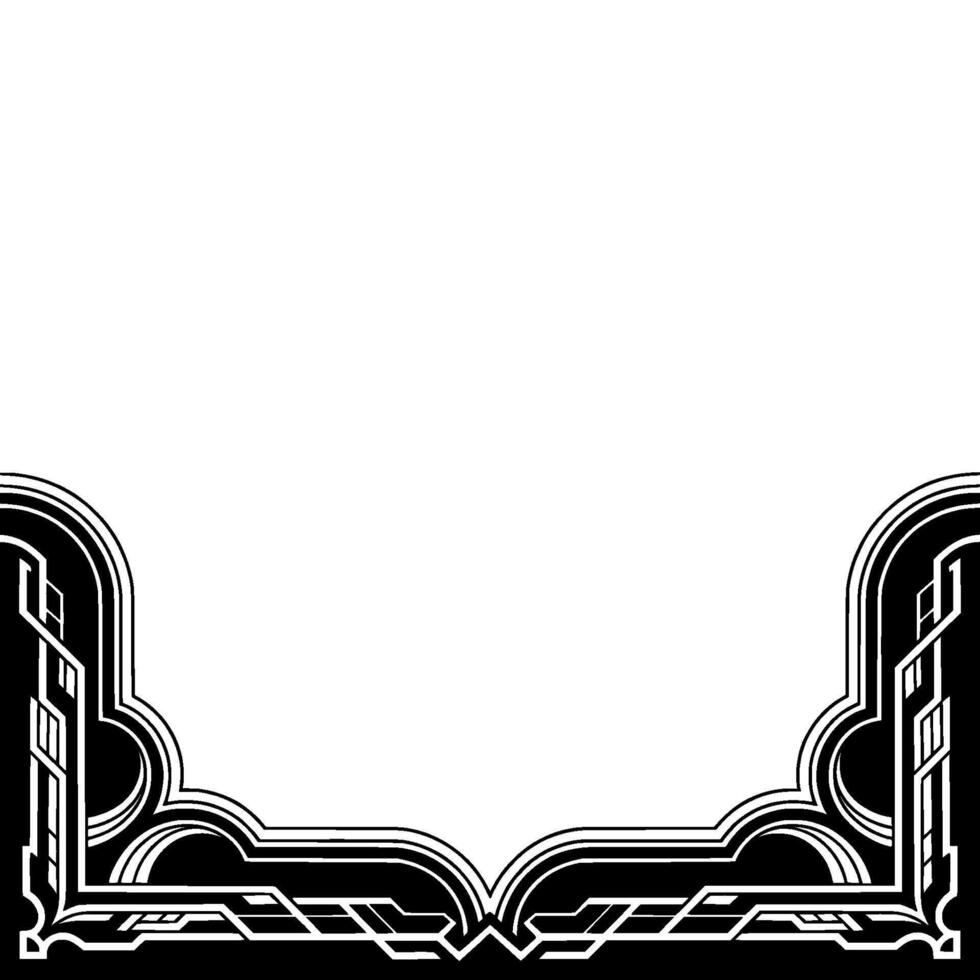 Art Deco Border, Black and White Geometric Corner , Invitation, Template vector