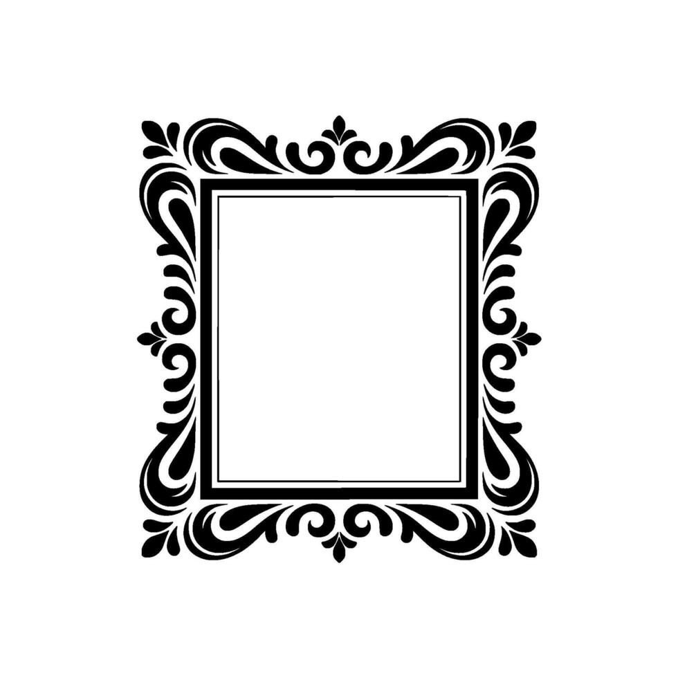 Elegant Black White Frame With Floral Ornament, vector