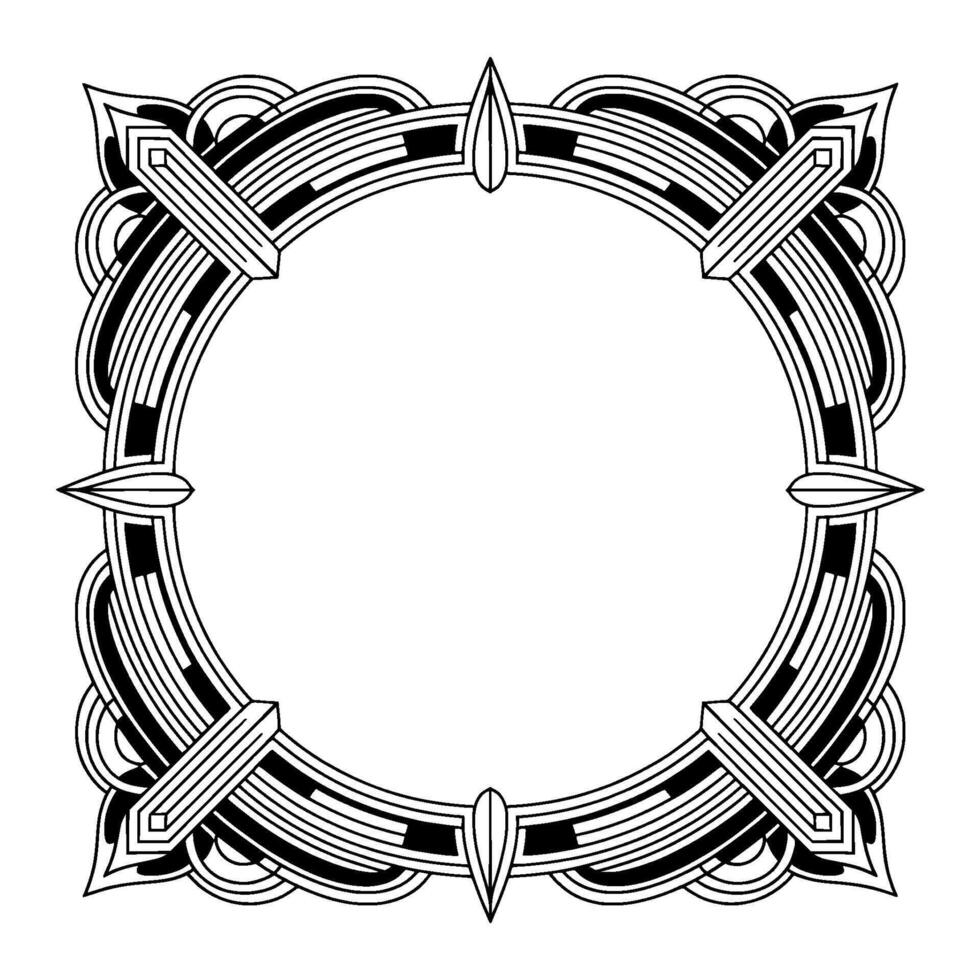Art Deco Frame, Circular With Geometric Ornament vector