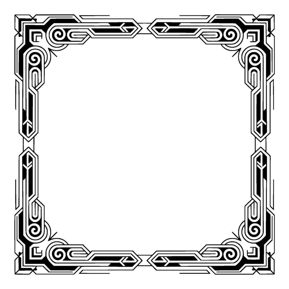 Elegant Art Deco Frame Black White Geometric Border vector