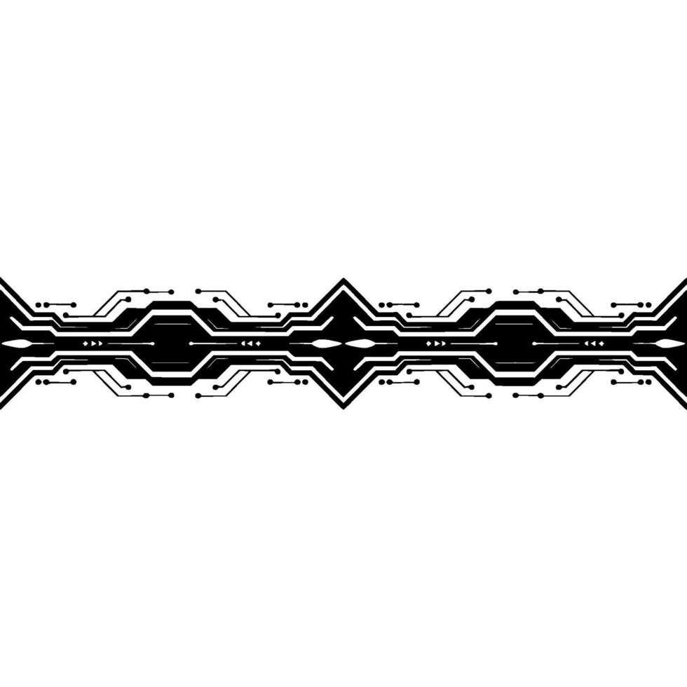 Tech Circuit Border, Black on White, Digital Abstract vector