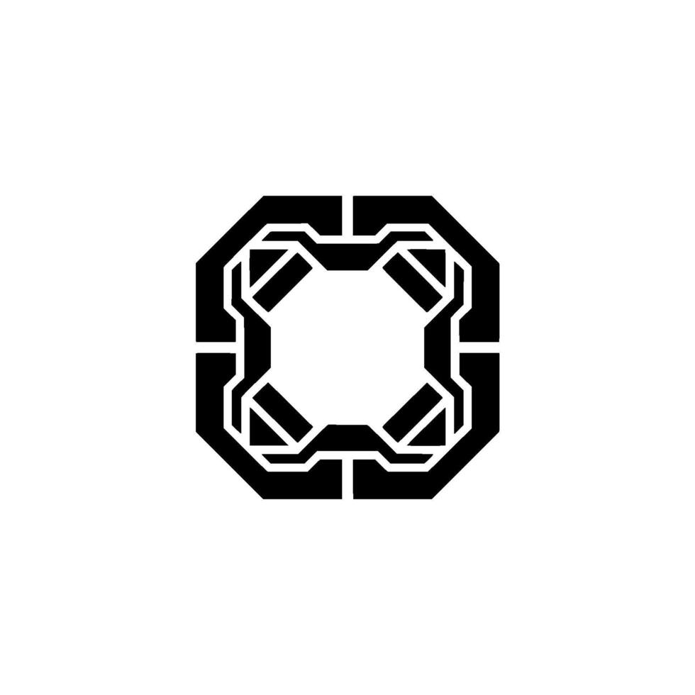 Geometric Tech Black White Minimalist Element vector