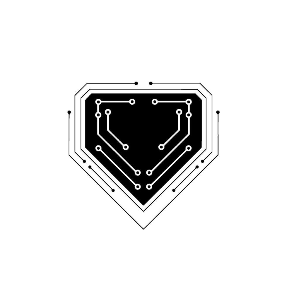 Minimalist Tech Circuit Board Black White , Technology, Abstract vector