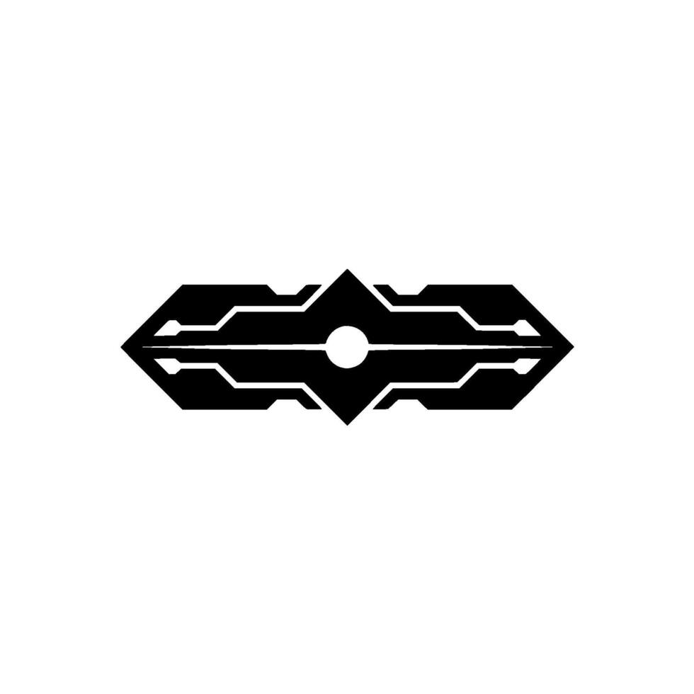 Tech Abstract Black Geometric Form on White, Futuristic vector