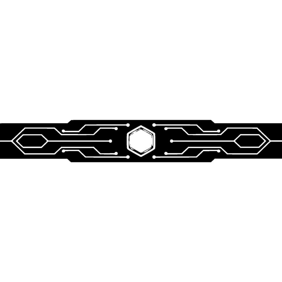 Minimalist Tech Abstract Circuit Board Bar, Hexagon Core vector