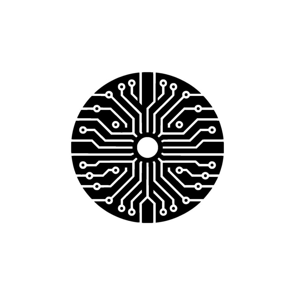 Circular Circuit Board on Gray Technology, Ai, Minimalism vector