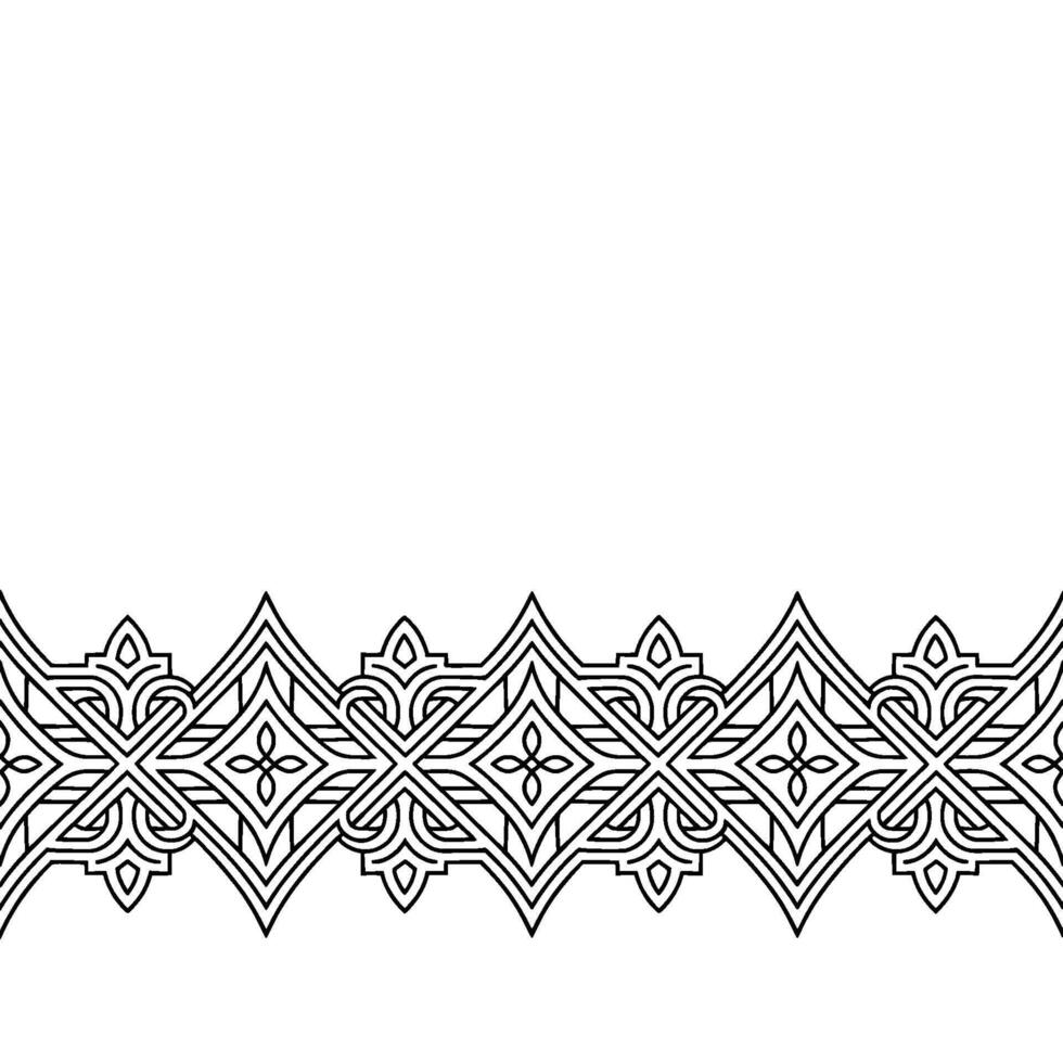 Geometric Border Ornament, Black White, Modern Element vector
