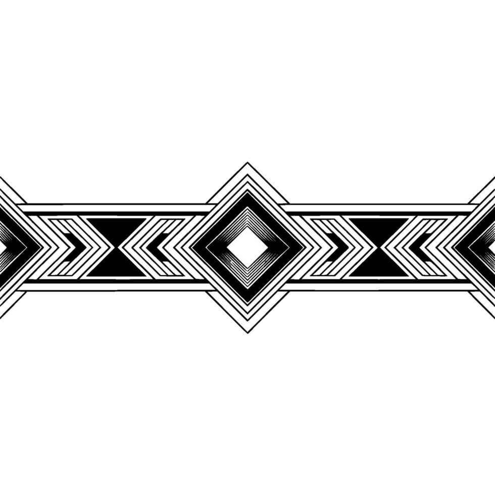 Geometric Diamond Border, Art Deco Style, Black and White vector