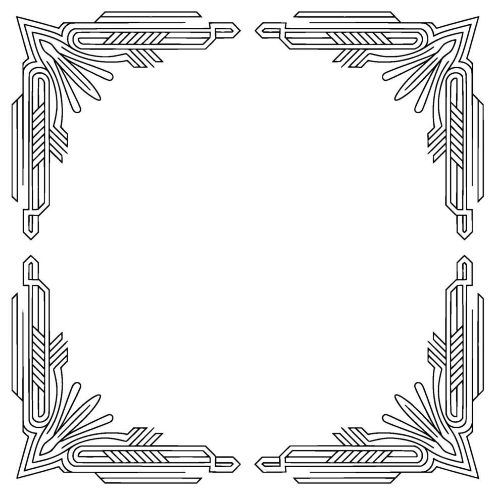 Art Deco Corner Frame Element, Geometric , Black and White vector
