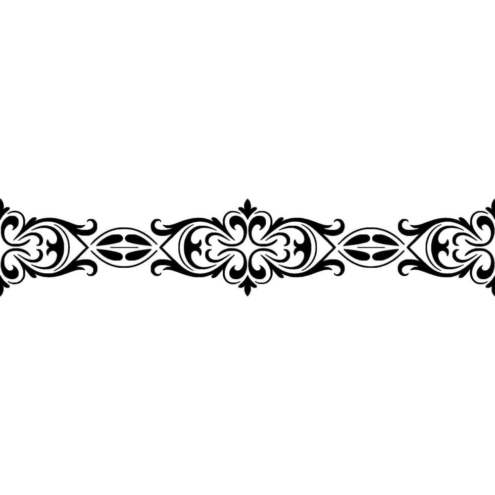 Elegant Black Floral Ornament Border on White Background vector