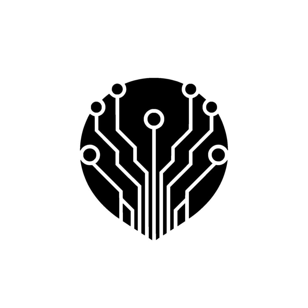 Minimalist Circuit Board in Black and White, Tech vector
