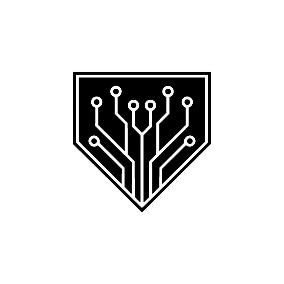 Minimalist Shield Circuit Board Tech, Security, Cyber vector