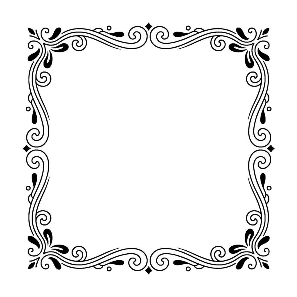Elegant Frame With Swirls and Flourishes, Black on White vector