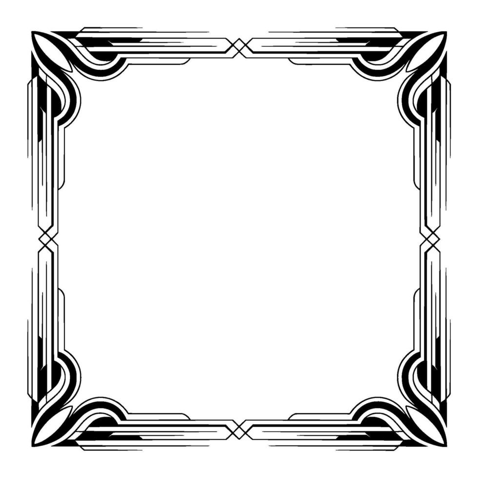 Art Deco Frame in Black and White, Elegant Geometric Border vector