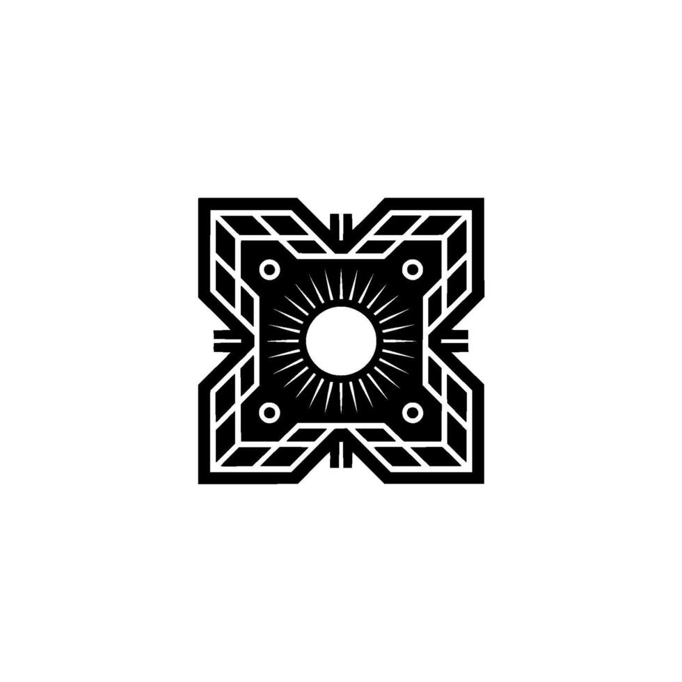 Geometric Sunburst Emblem in Modern Minimalist Style vector