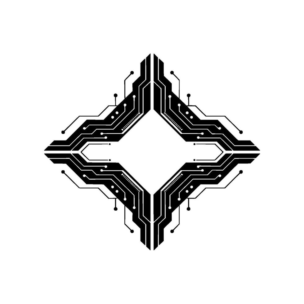 Geometric Circuit Board Tech on White Background vector