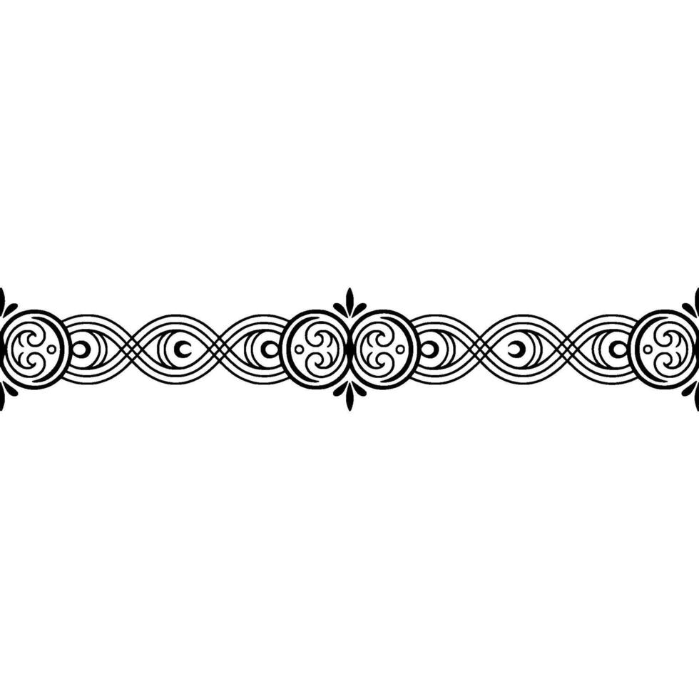 Elegant Black White Swirl Ornament Border Decorative Element vector