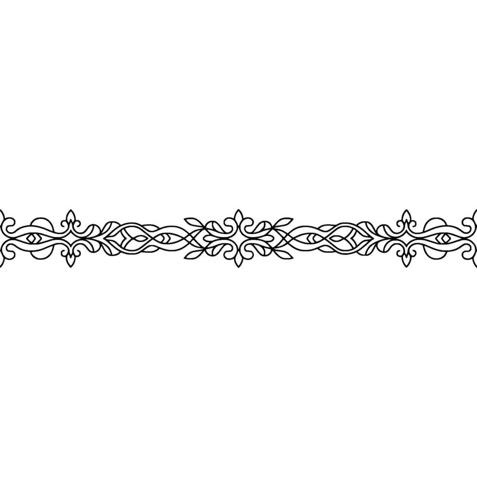 Elegant Black White Floral Border , Seamless Pattern vector