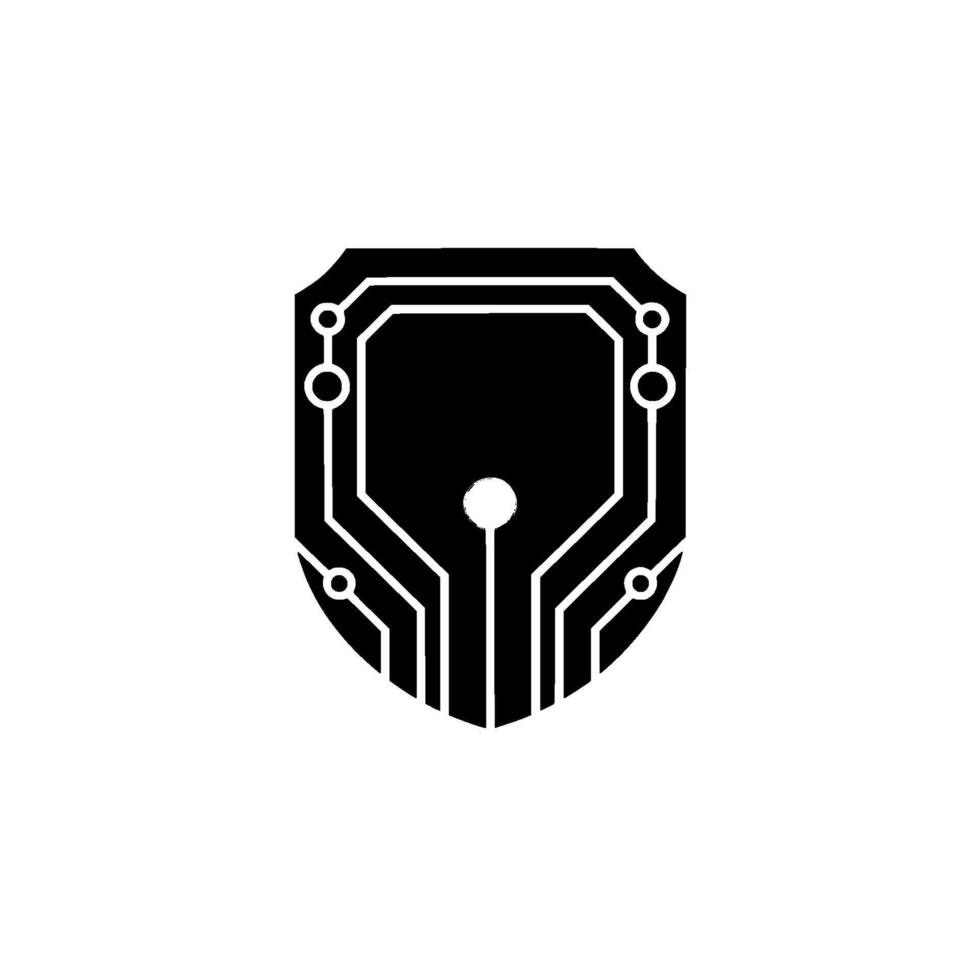 Cyber Shield Abstract Circuit Board , Data Security Concept vector