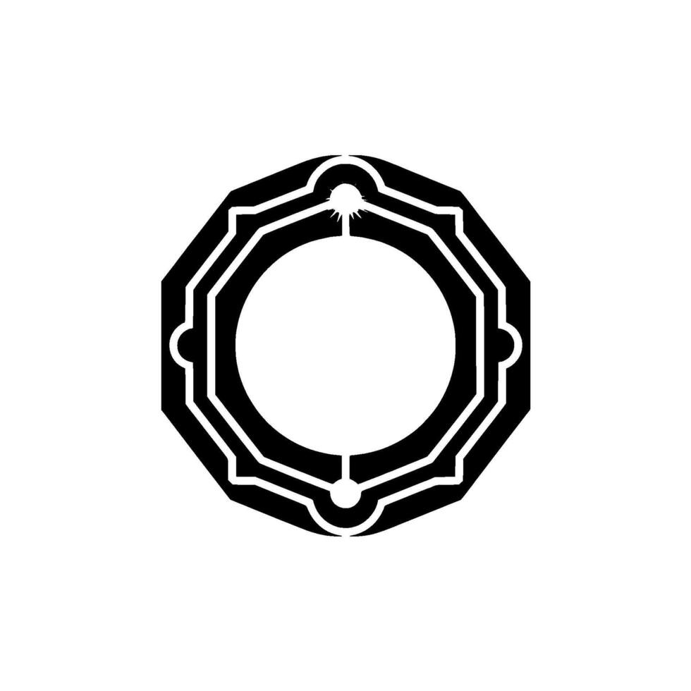 Geometric Deco Octagon With Light Flare, Minimalist vector