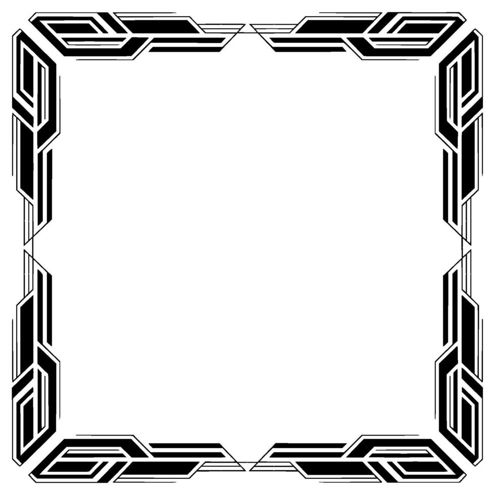 Geometric Art Deco Frame , Black and White, Isolated vector