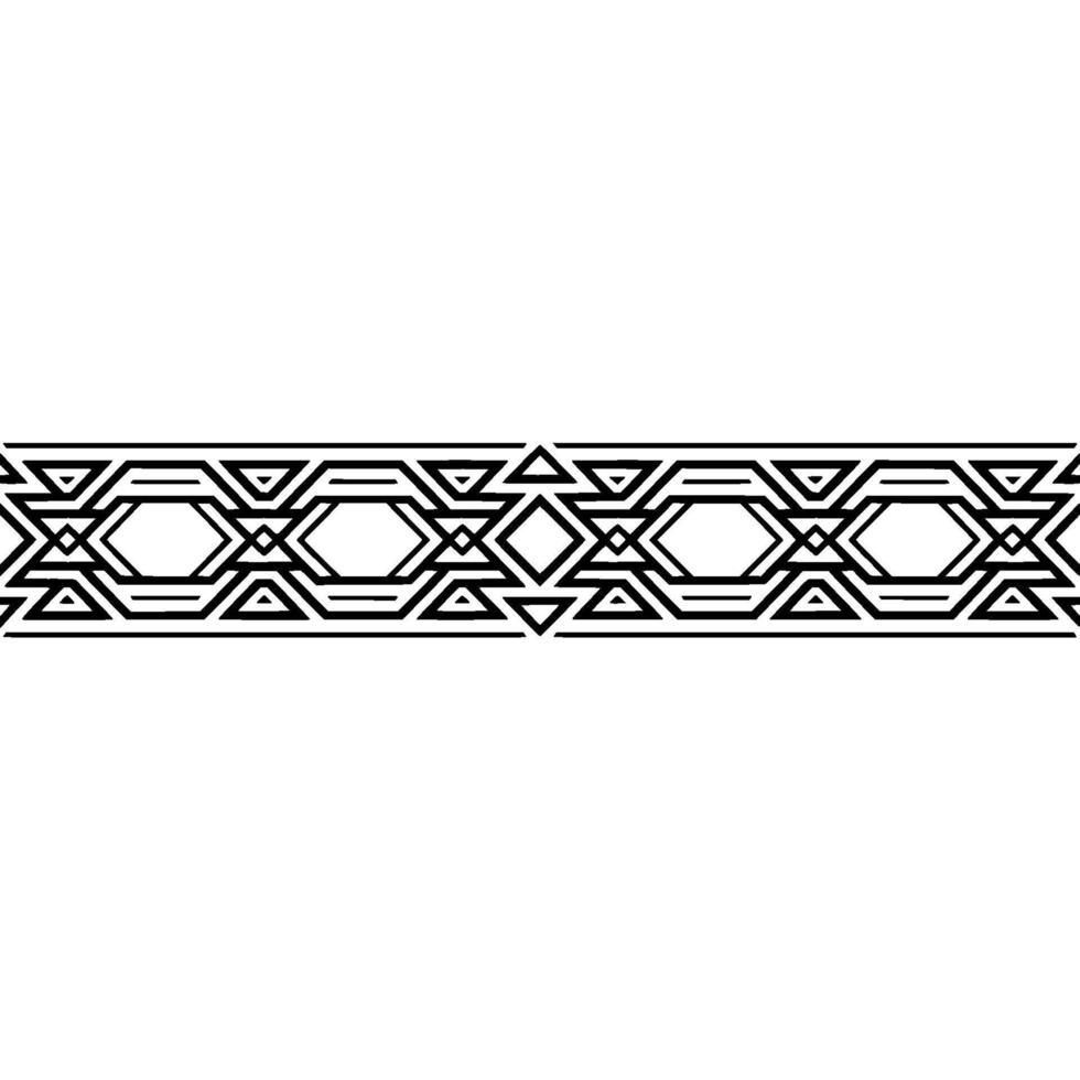 Geometric Border Ornament Black Tribal Pattern on White Background vector