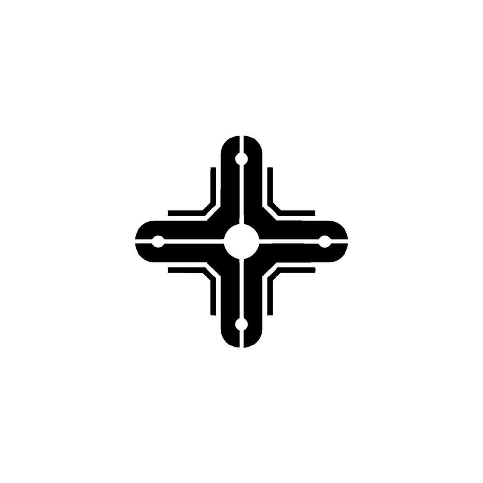 Minimalist Cross , Geometric , Black White vector
