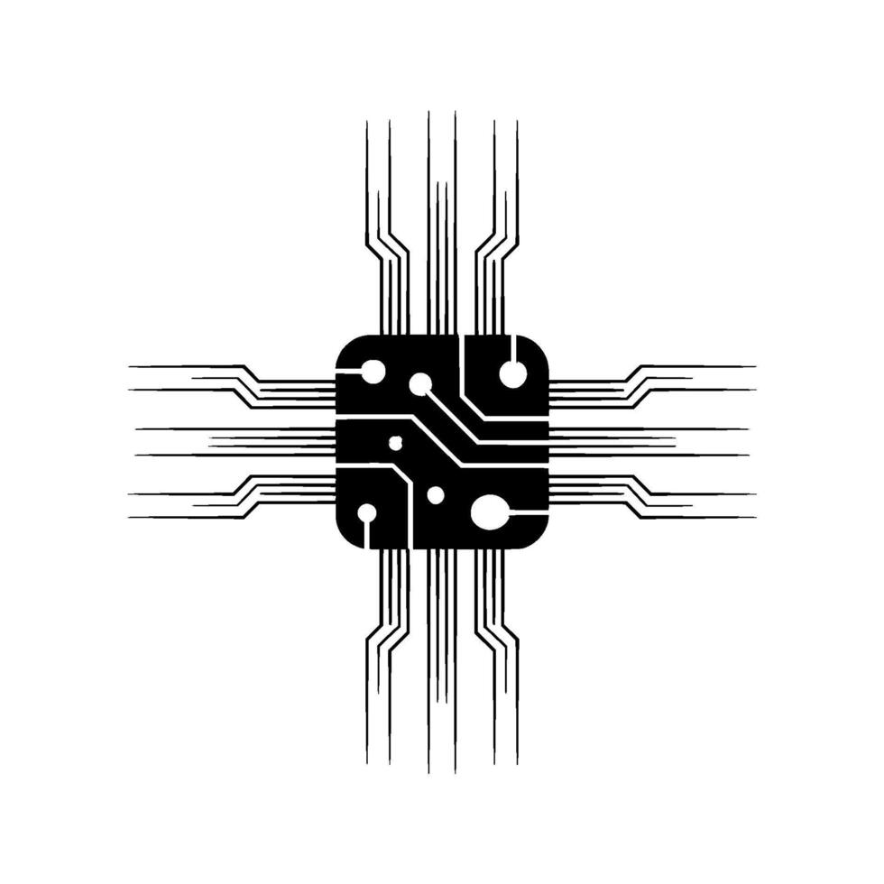 Abstract Cpu Microchip Minimalist Tech vector