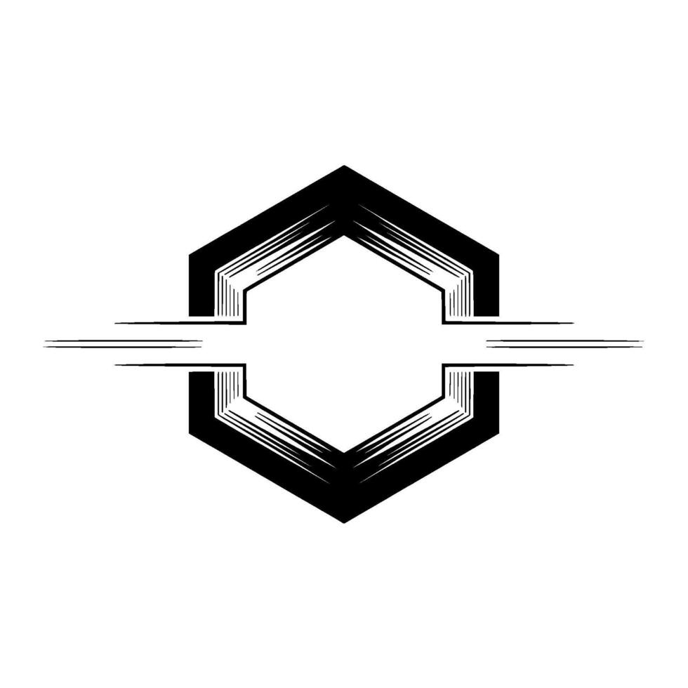 Geometric Abstract , Black Hexagon With Speed Lines, Modern vector