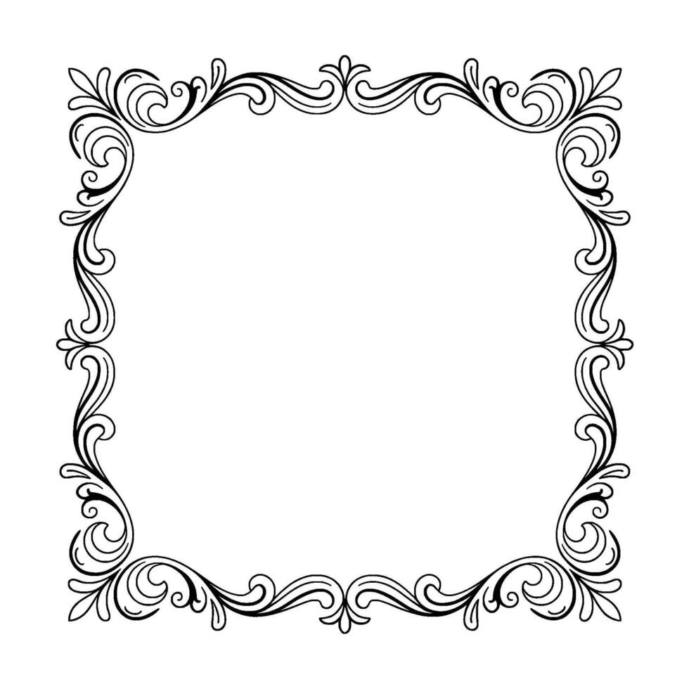 Elegant Floral Frame, Vintage Swirls, Decorative Border on Gradient Background vector