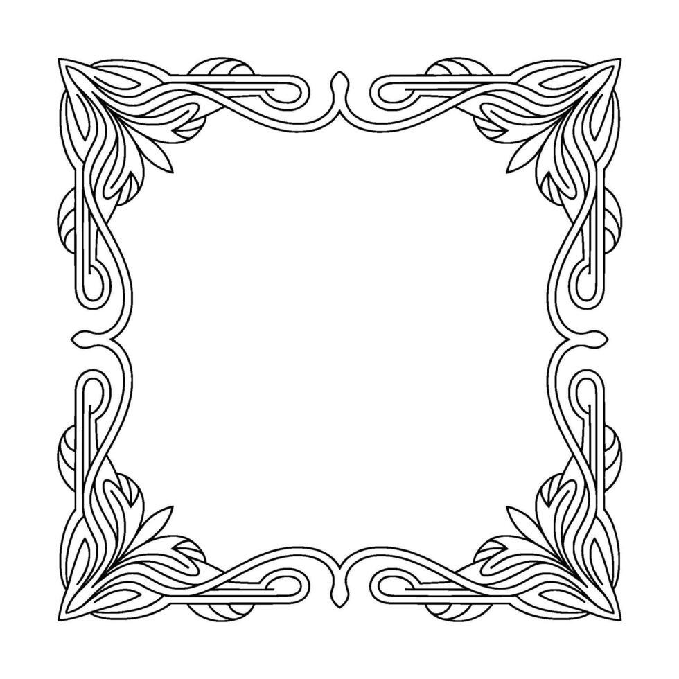 Art Nouveau Frame Border Black and White Decorative Element vector