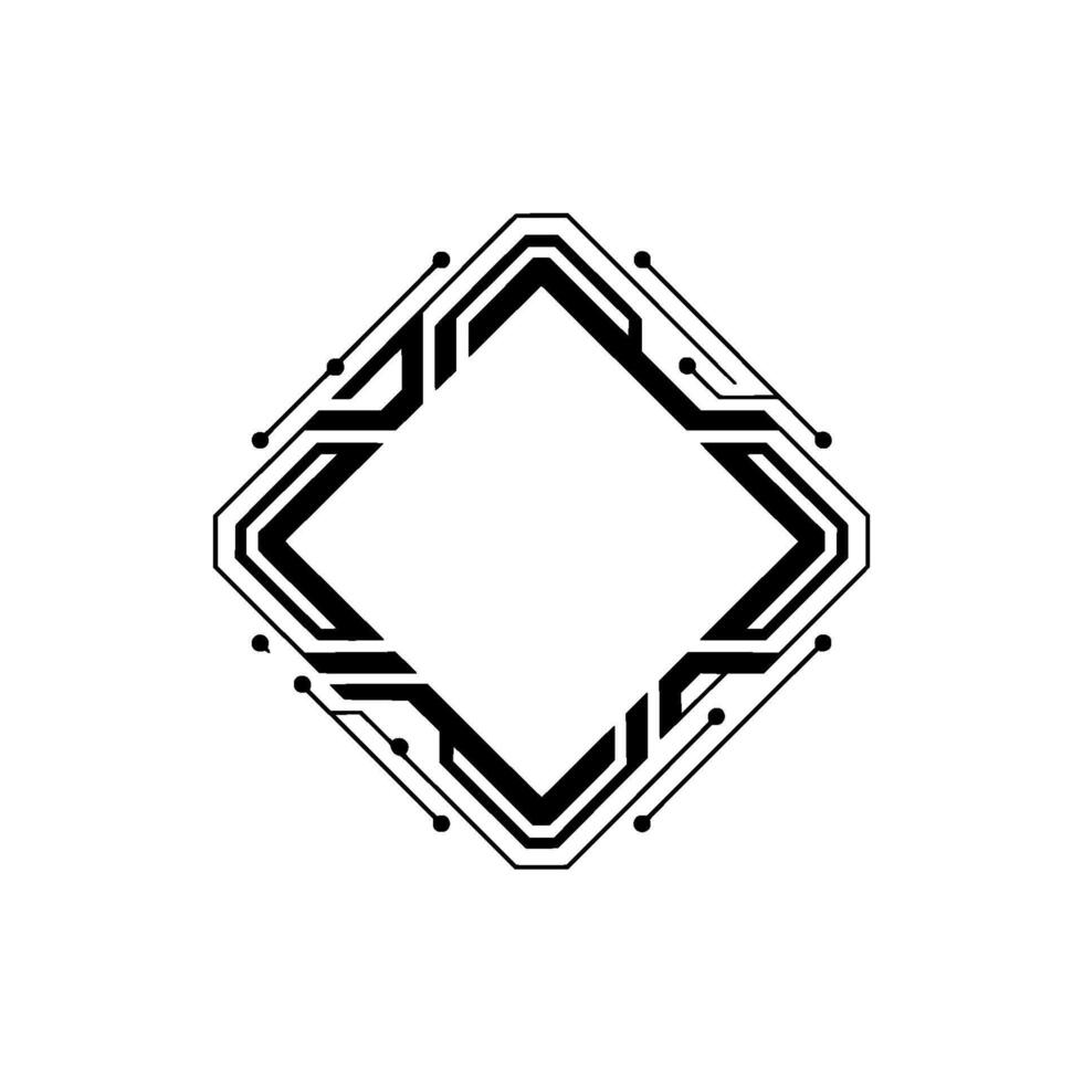 Futuristic Circuit Frame Tech Border, Geometric , Minimalist Concept vector