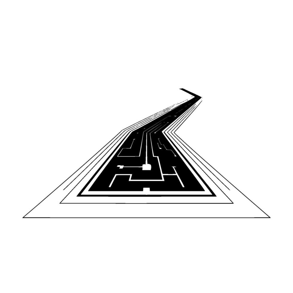 Abstract Circuit Path Tech Progression, Digital Highway Illustration vector