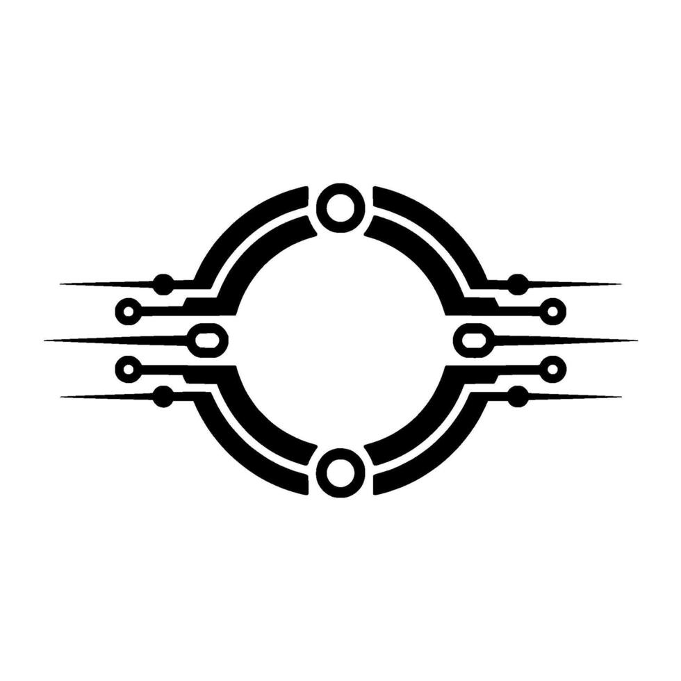Abstract Tech Circuit Element Black White Minimalist vector