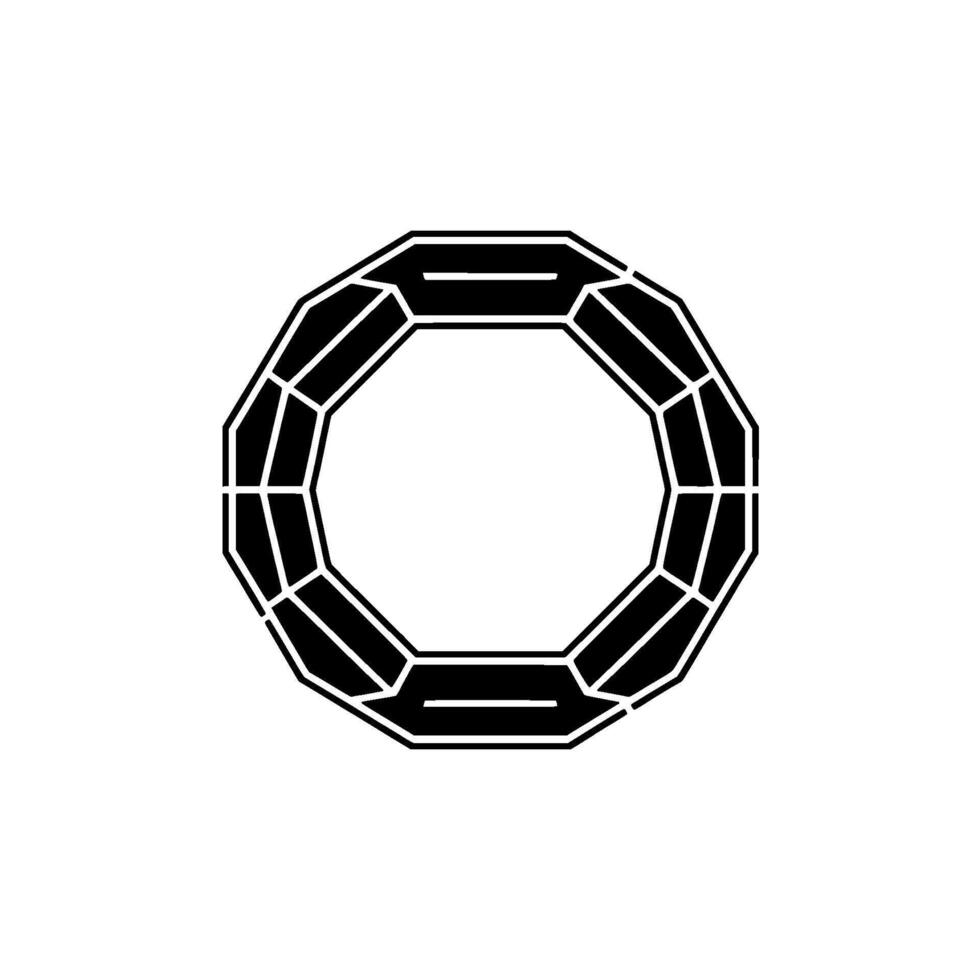 Geometric Ring Illustration Minimalist, Modern Black Shape on Gray Background vector