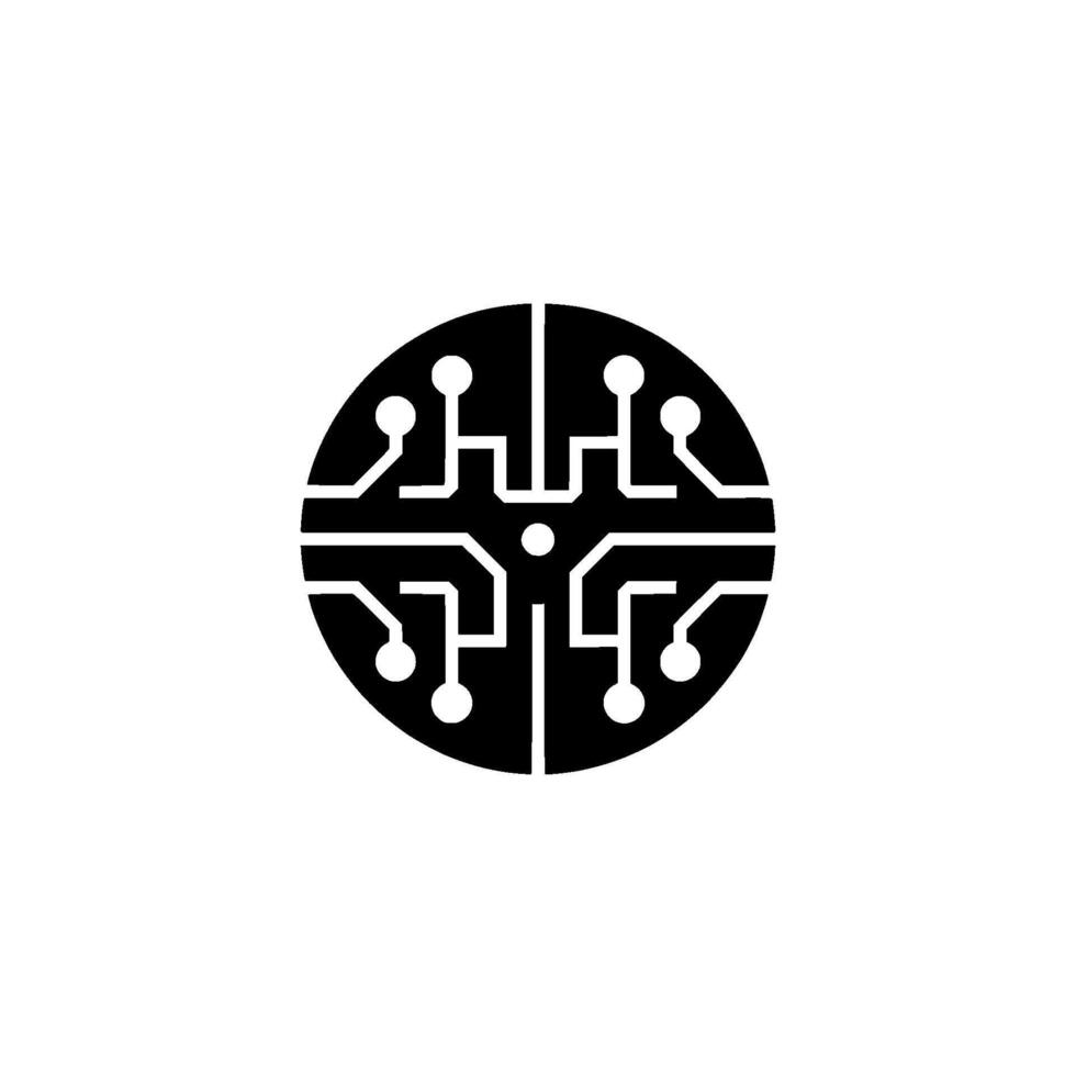 Minimalist Tech Black Circuit Board on White Background vector