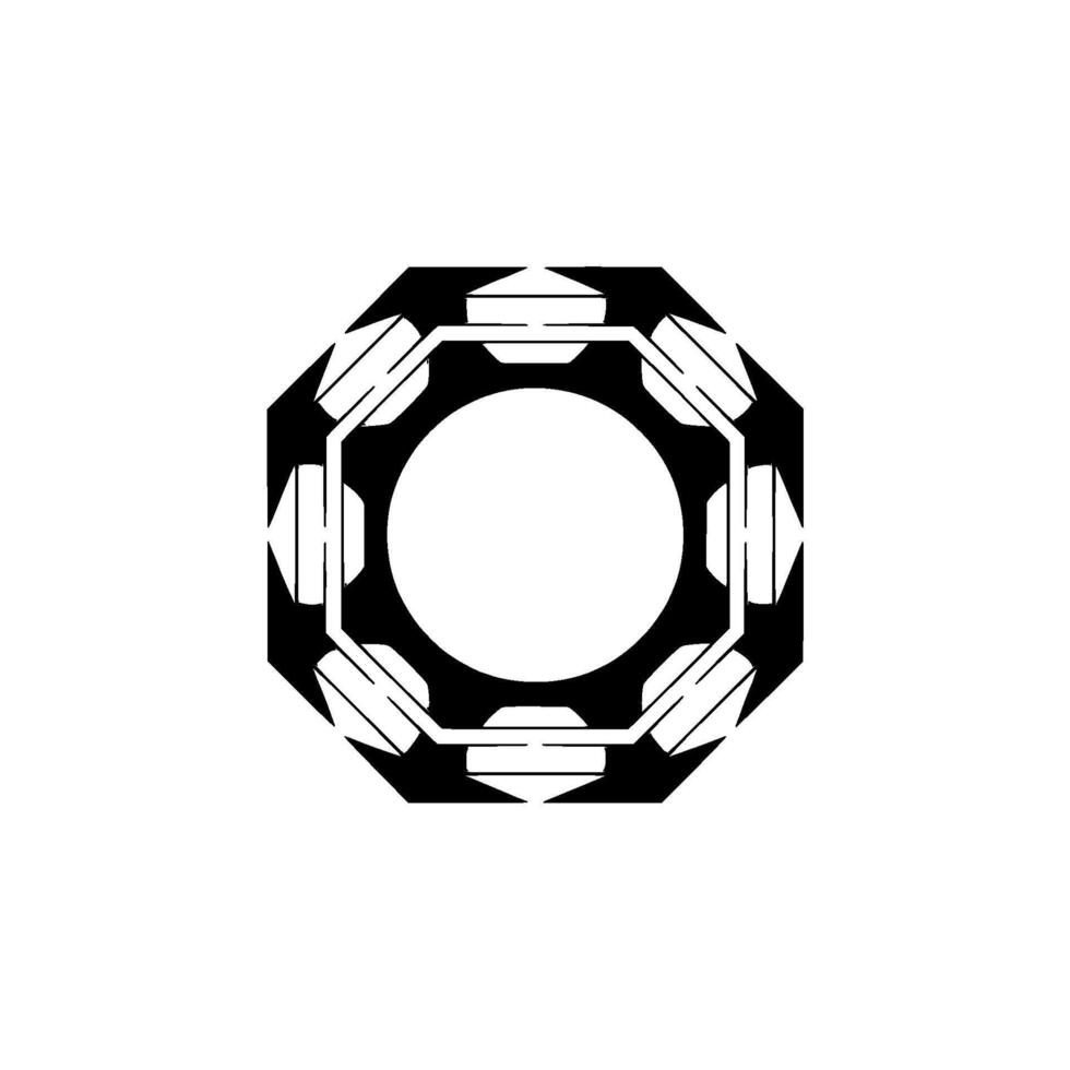 Geometric Octagon With Circle Abstract Black and White vector